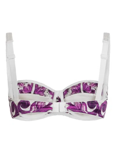 Dolce & Gabbana Adjustable Straps Floral Print Sleeveless Lingerie In Purple