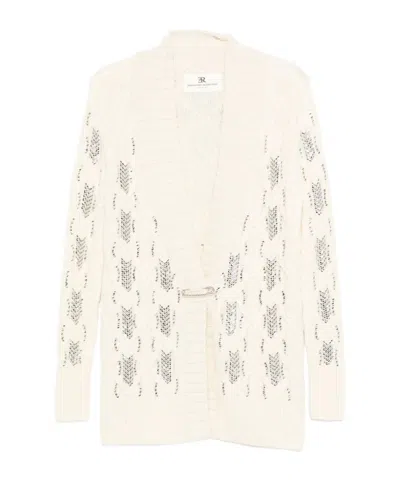 Ermanno Scervino Open-knit Cardigan With Textured Pattern And Relaxed Fit In White