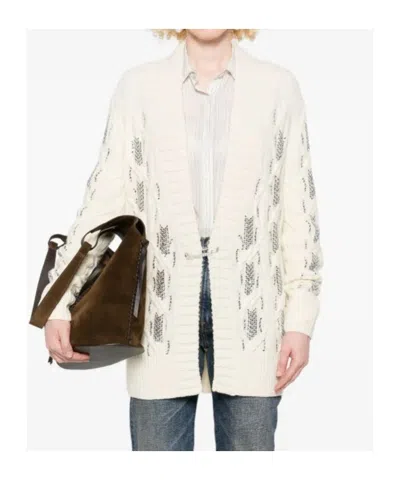 Ermanno Scervino Open-knit Cardigan With Textured Pattern And Relaxed Fit In White