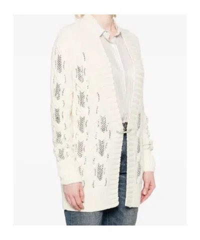Ermanno Scervino Open-knit Cardigan With Textured Pattern And Relaxed Fit In White