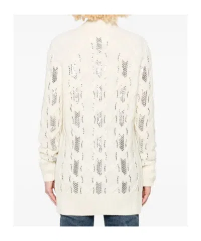 Ermanno Scervino Open-knit Cardigan With Textured Pattern And Relaxed Fit In White