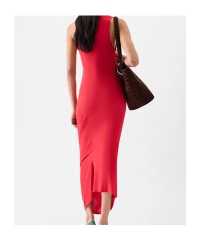Jacquemus Red High Neck Sleeveless Midi Dress In Red