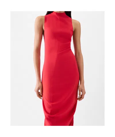 Jacquemus Red High Neck Sleeveless Midi Dress In Red