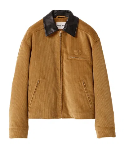 Miu Miu Padded Corduroy Blouson In Brown