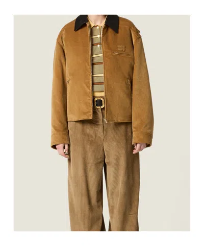 Miu Miu Padded Corduroy Blouson In Brown