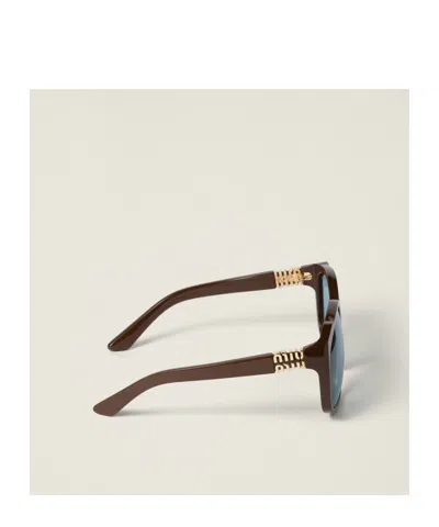 Miu Miu Womens Brown Mu A07s Irregular-frame Acetate Sunglasses