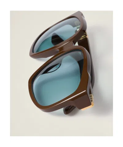 Miu Miu Womens Brown Mu A07s Irregular-frame Acetate Sunglasses