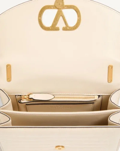 Valentino Leather Vlogo Signature Shoulder Bag In Neutral
