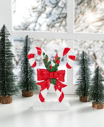 Glitzhome 10" Resin Christmas Candy Cane Figurine In Multi