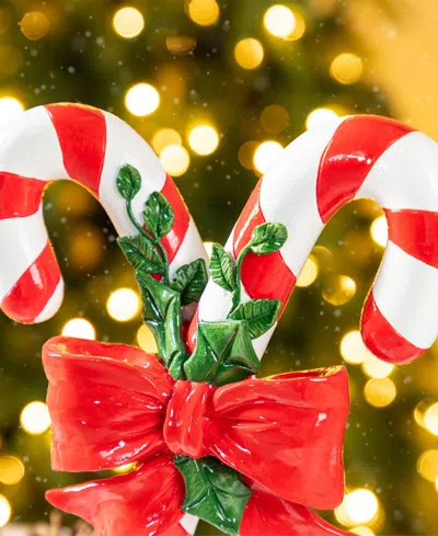 Glitzhome 10" Resin Christmas Candy Cane Figurine In Multi