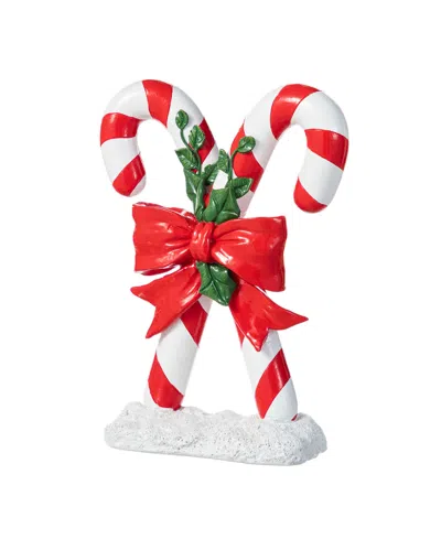 Glitzhome 10" Resin Christmas Candy Cane Figurine In Multi