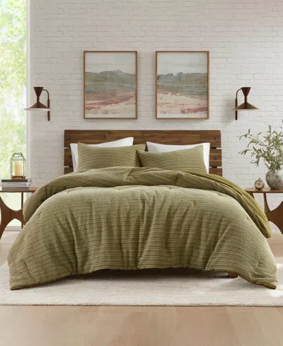 Woolrich Lyon Waffle Washed 3-pc. Comforter Set, Full/queen In Green