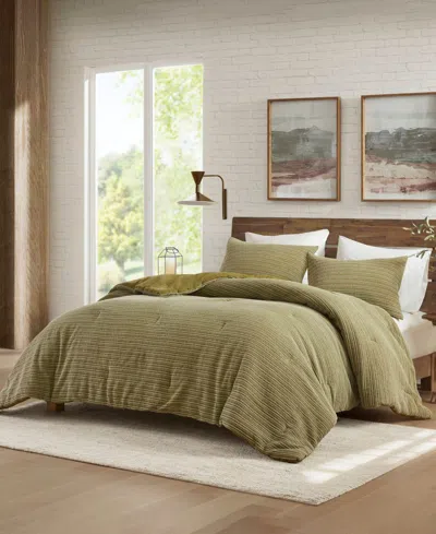 Woolrich Lyon Waffle Washed 3-pc. Comforter Set, Full/queen In Green
