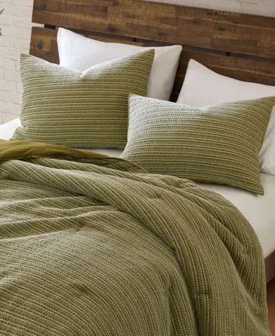 Woolrich Lyon Waffle Washed 3-pc. Comforter Set, Full/queen In Green