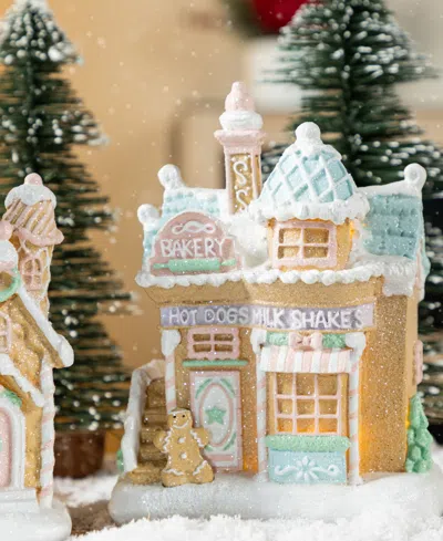 Glitzhome Resin Christmas Macaron Village, Set Of 2 In Multi