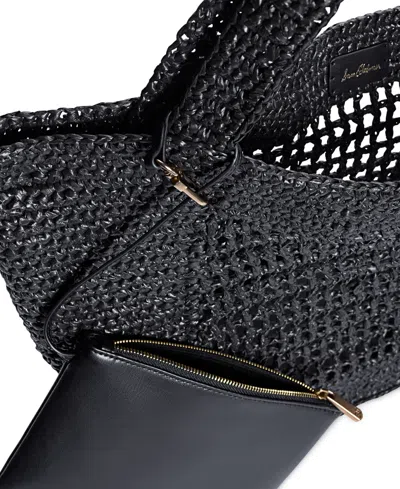 Sam Edelman Marcie Open Weave Raffia Tote In Gray