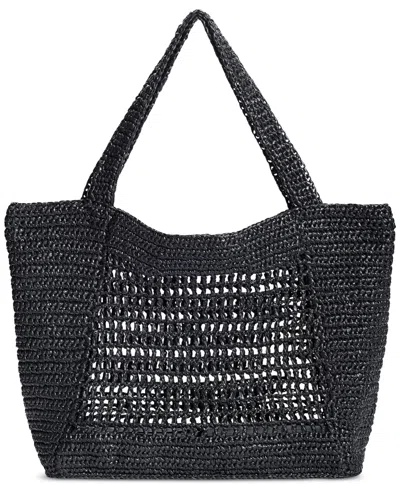 Sam Edelman Marcie Open Weave Raffia Tote In Gray