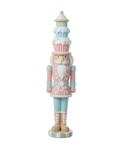Glitzhome 28" Lighted Macaron Resin Christmas Cupcake Nutcracker Porch Decor In Multi