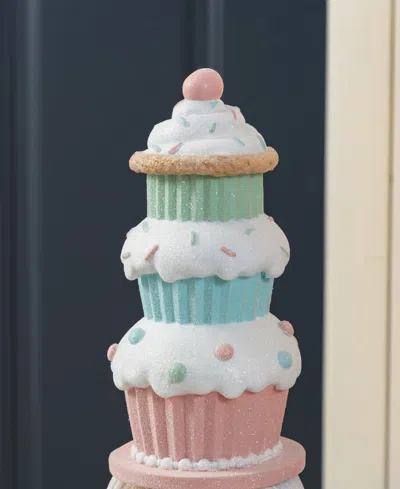 Glitzhome 28" Lighted Macaron Resin Christmas Cupcake Nutcracker Porch Decor In Multi