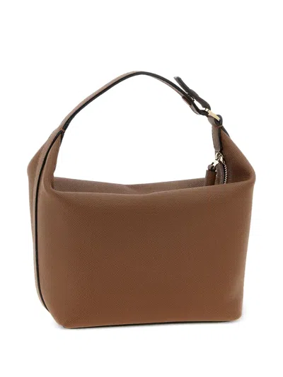 Valextra Mini Handbag Textured Finish Top Handle Adjustable Strap In Brown