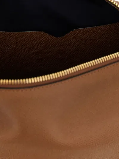 Valextra Mini Handbag Textured Finish Top Handle Adjustable Strap In Brown