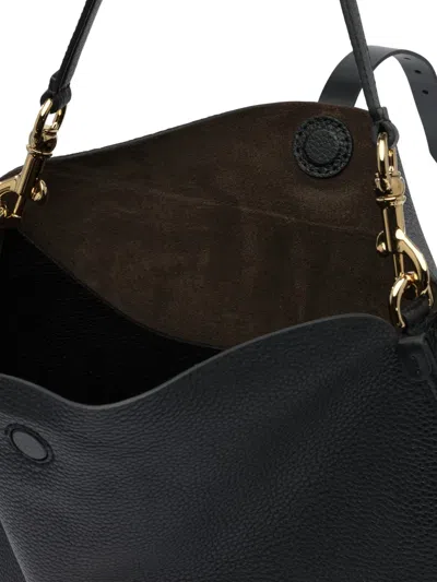 Etro Leather Textured Shoulder Bag In Black