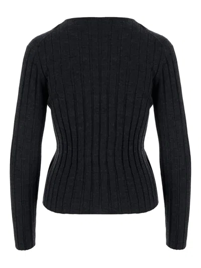 Allude Wool Sweater With Striped Pattern In Black