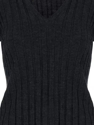 Allude Wool Sweater With Striped Pattern In Black