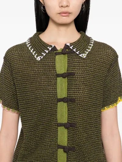 Yanyan Knits Netty Cardigan In Green