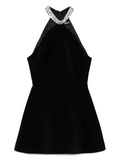 David Koma Crystal-embellished Halterneck Minidress In Black
