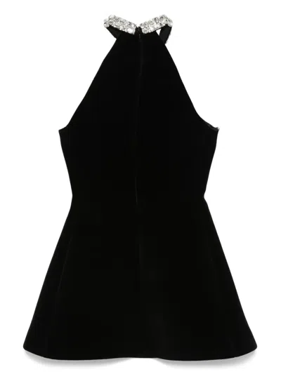 David Koma Crystal-embellished Halterneck Minidress In Black