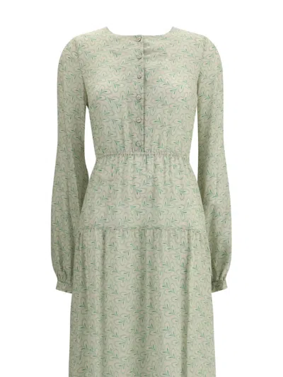 Kristina Ti Foliage-print Button-front Midi Dress In Green