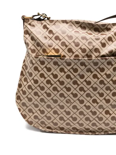Gherardini Shoulder Bag With Geometric Pattern In Neutral