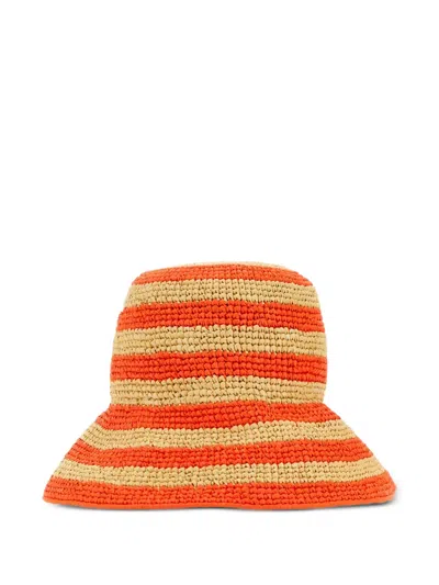 条纹拉菲草水桶包