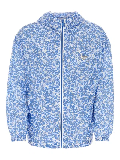 Prada Man Printed Re-nylon Windbreaker In Multi