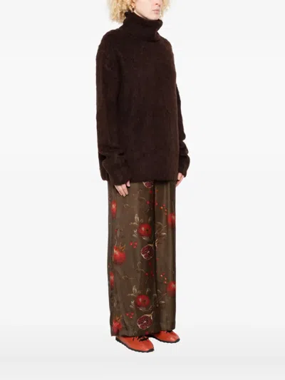 Uma Wang Ribbed Turtleneck Sweater In Brown