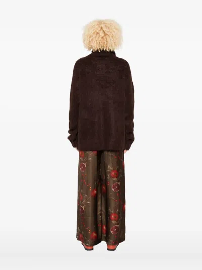 Uma Wang Ribbed Turtleneck Sweater In Brown