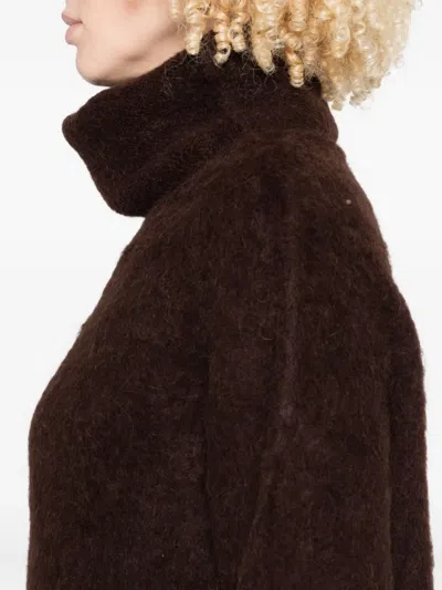 Uma Wang Ribbed Turtleneck Sweater In Brown