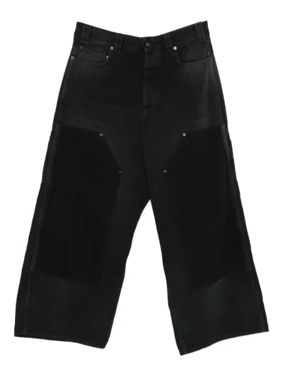Balenciaga Baggy Ripped Off Denim Pants In Black