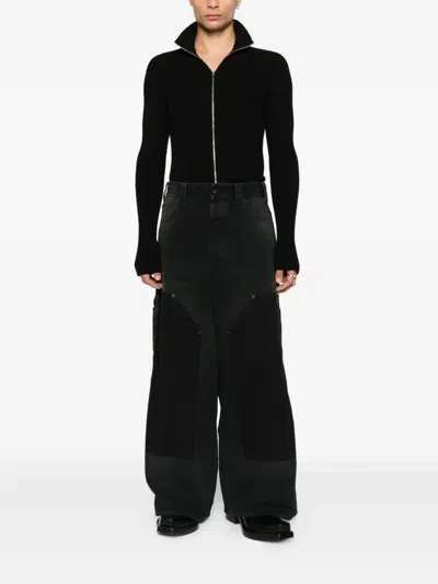 Balenciaga Baggy Ripped Off Denim Pants In Black