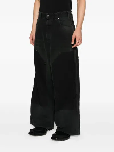 Balenciaga Baggy Ripped Off Denim Pants In Black