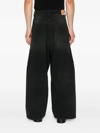 Balenciaga Baggy Ripped Off Denim Pants In Black