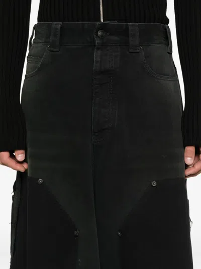 Balenciaga Baggy Ripped Off Denim Pants In Black