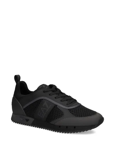 Ea7 Logo-print Panelled-design Sneakers In Black