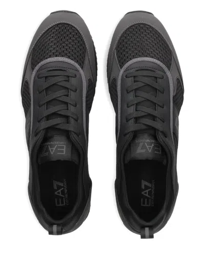 Ea7 Logo-print Panelled-design Sneakers In Black