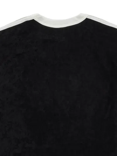 条纹细节丝绒T恤