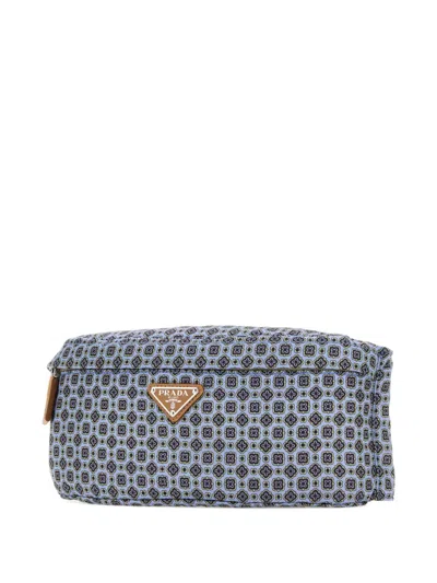 Prada Printed Re-nylon Belt Bag In Blue