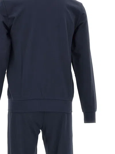 Ea7 Dark Blue Cotton Solid Tracksuit In Blue