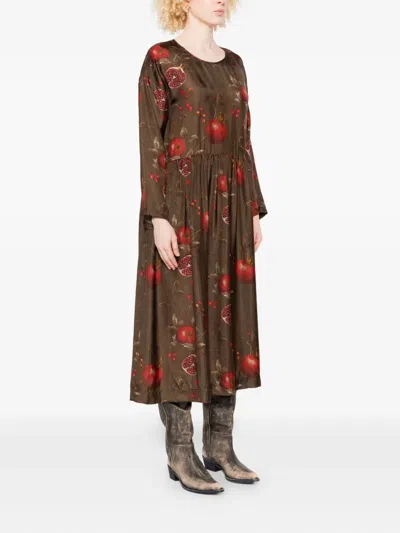 Uma Wang Crewneck Long Sleeves Fruit Print Dress In Multi