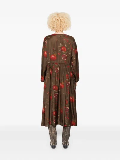 Uma Wang Crewneck Long Sleeves Fruit Print Dress In Multi